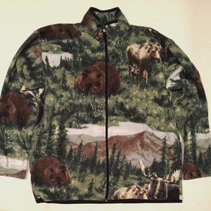 Men's Green and Brown Wildlife Print Jacket